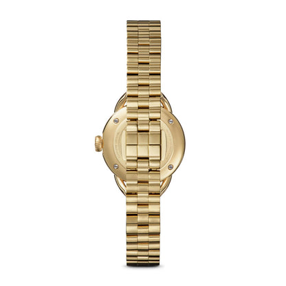 gold-tone stainless steel ladies' Shinola Runabout quartz watch with green dial