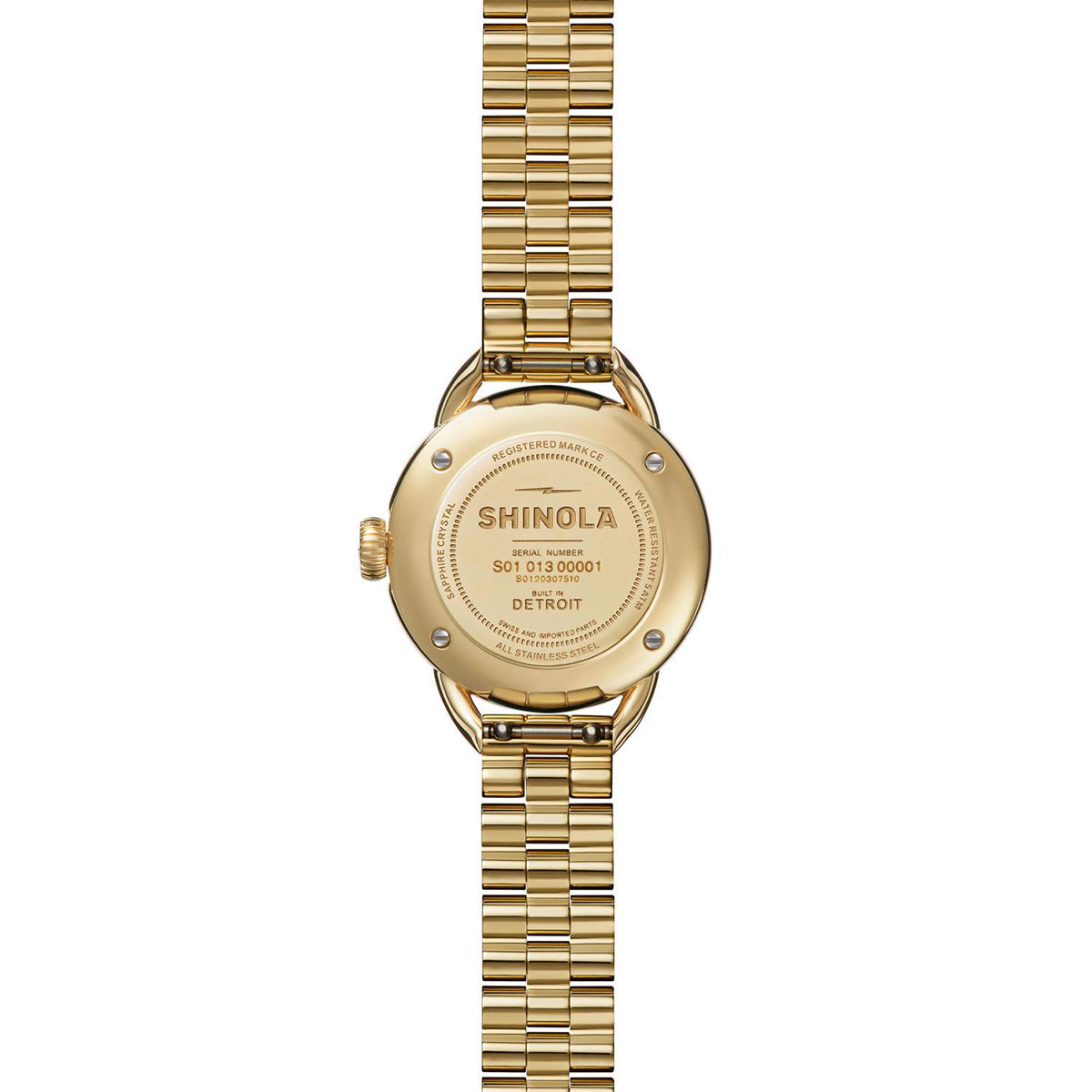 gold-tone stainless steel ladies' Shinola Runabout quartz watch with green dial