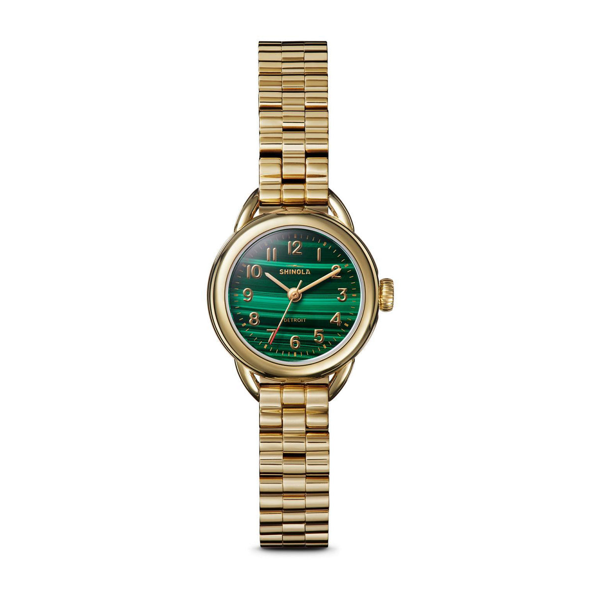 gold-tone stainless steel ladies' Shinola Runabout quartz watch with green dial