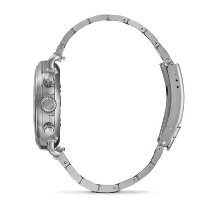 titanium men's Shinola Runwell quartz watch with black dial