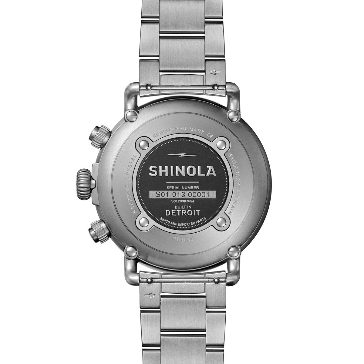 titanium men's Shinola Runwell quartz watch with black dial