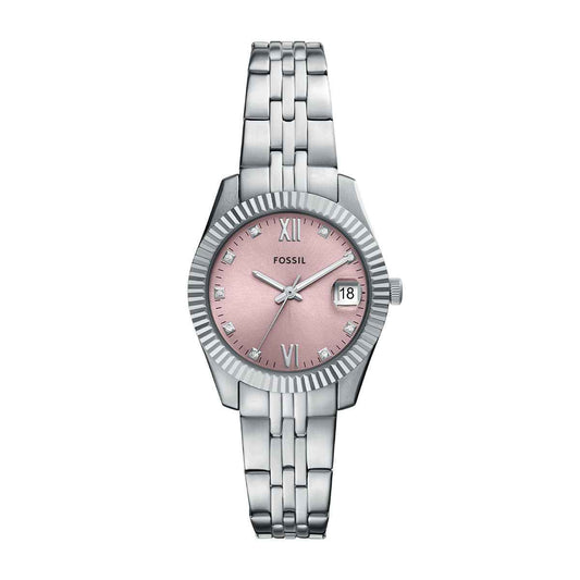 Fossil Ladies' Scarlette Quartz Stainless Steel Watch with Pink Dial