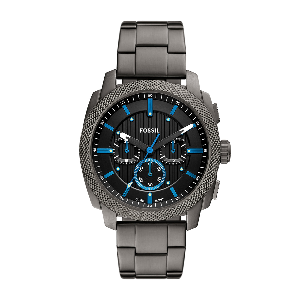 black dial grey Fossil watch
