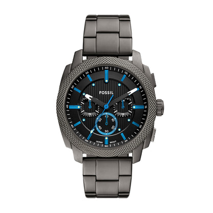 black dial grey Fossil watch