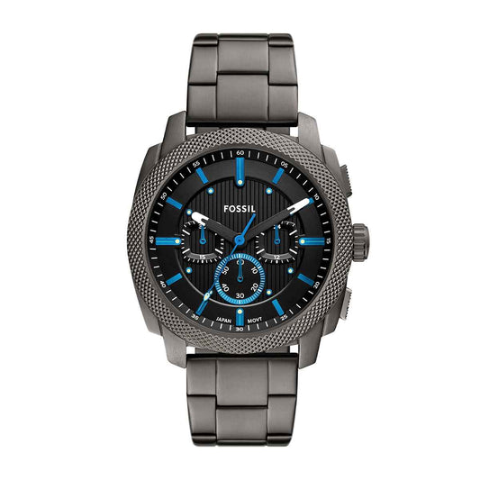 Fossil Men's Machine Quartz Gray Stainless Steel Watch with Black Dial