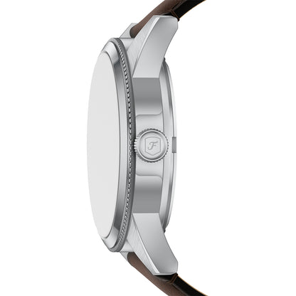 Fossil green dial brown leather strap watch alt