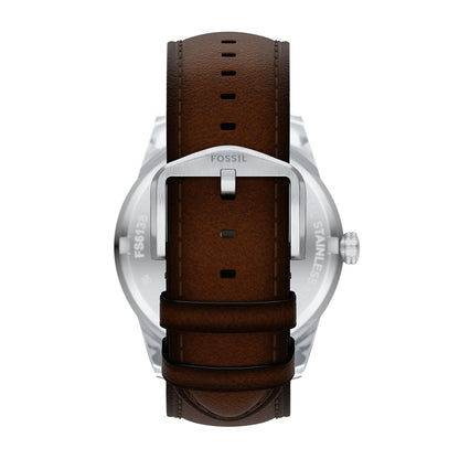 Fossil green dial brown leather strap watch alt 2