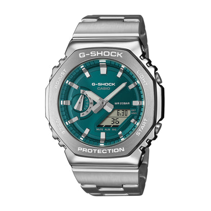 g-shock green dial quartz analog digital watch