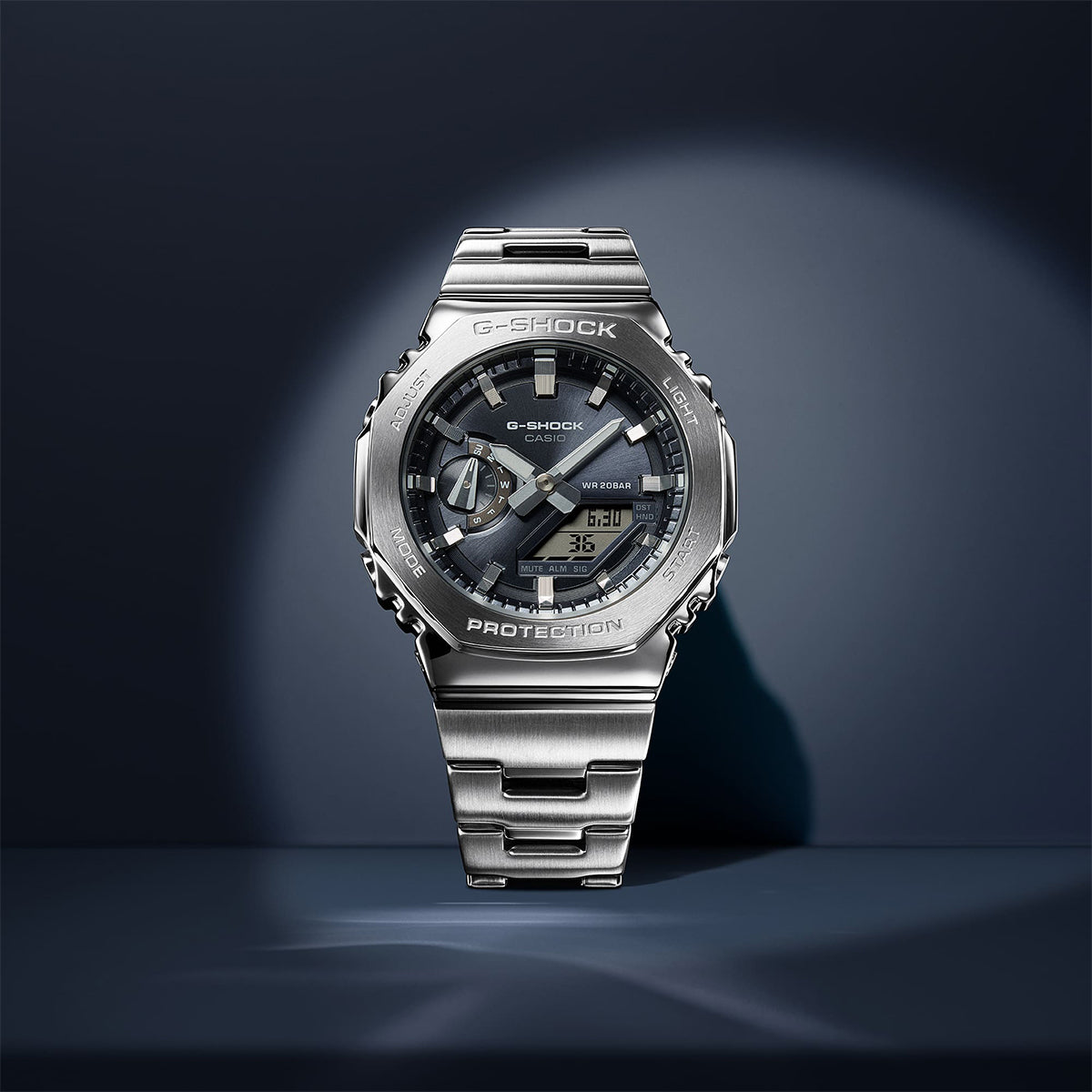 grey dial g-shock watch quartz analog digital styled