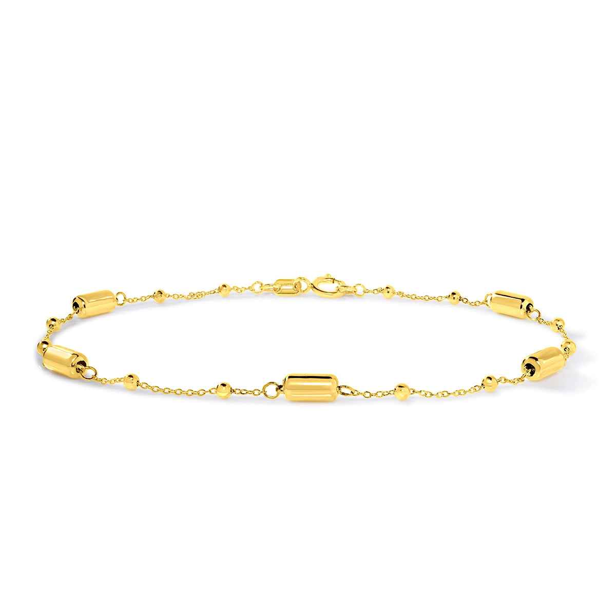7.5-inch Alternating Bar & Bead Bracelet in 10K Yellow Gold