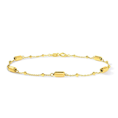 7.5-inch Alternating Bar & Bead Bracelet in 10K Yellow Gold
