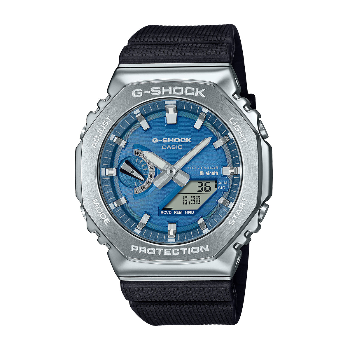 g-shock g-steel quartz blue dial resin strap watch