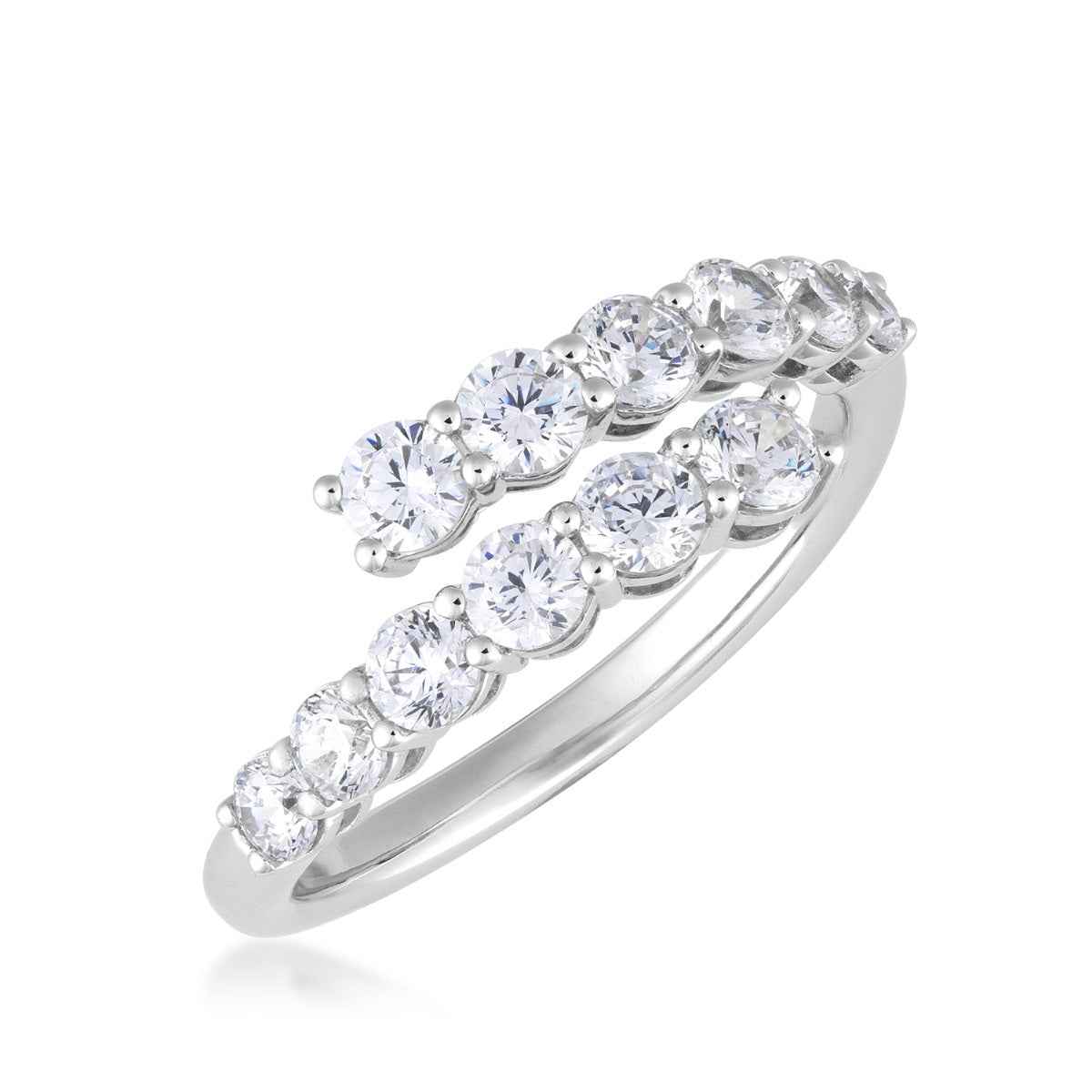 Adamante 1 ct. tw. Lab-Grown Diamond Bypass Ring in 10K White Gold front view