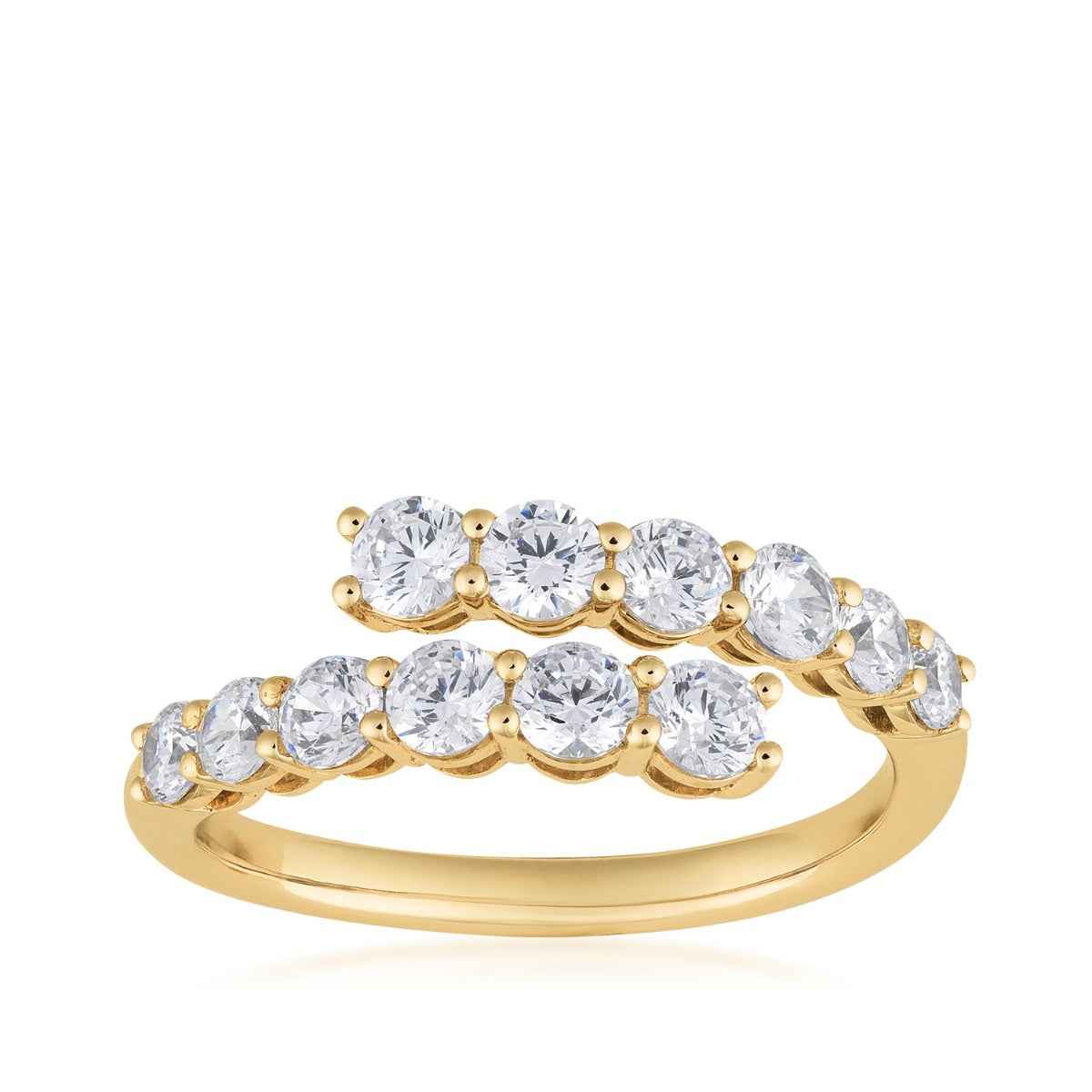 Adamante 1 ct. tw. Lab-Grown Diamond Bypass Ring in 10K Yellow Gold