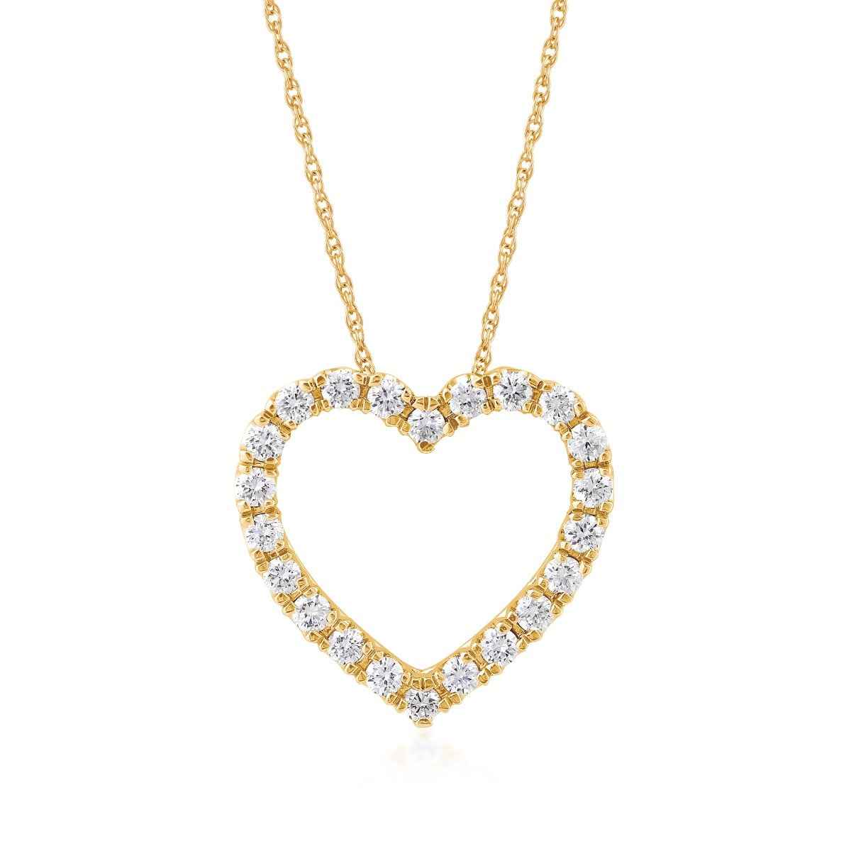Adamante 1/2 ct. tw. Lab-Grown Diamond Open Heart Pendant in 10K Yellow Gold