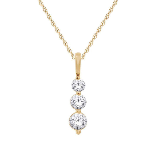 Adamante 1-1/2 ct. tw. Lab-Grown 3-Stone Diamond Pendant in 10K Yellow Gold