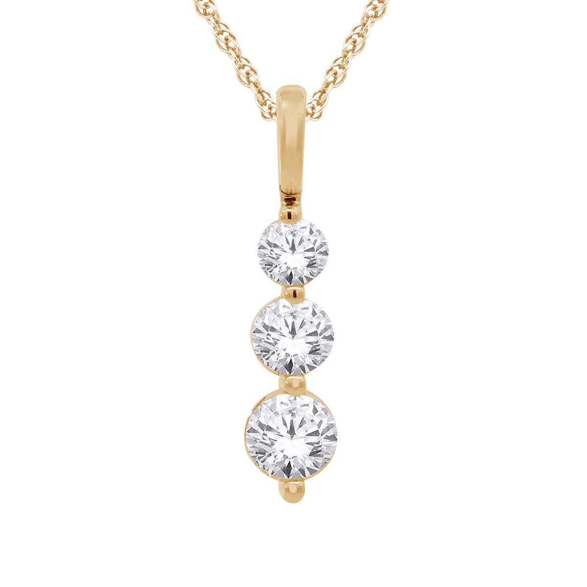 Adamante 1 ct. tw. Lab-Grown 3-Stone Diamond Pendant in 10K Yellow Gold