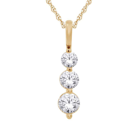 Adamante 1 ct. tw. Lab-Grown 3-Stone Diamond Pendant in 10K Yellow Gold