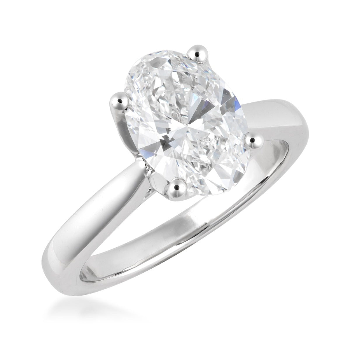 Adamante 2-3/4 ct. tw. Lab-Grown Oval Diamond Engagement Ring in 14K White Gold front view