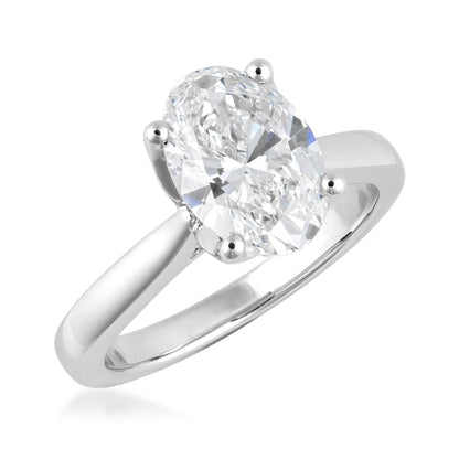 Adamante 2-3/4 ct. tw. Lab-Grown Oval Diamond Engagement Ring in 14K White Gold front view