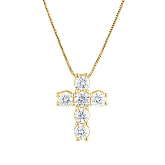 Adamante 3/4 ct. tw. Lab-Grown Diamond Cross Pendant in 10K Yellow Gold