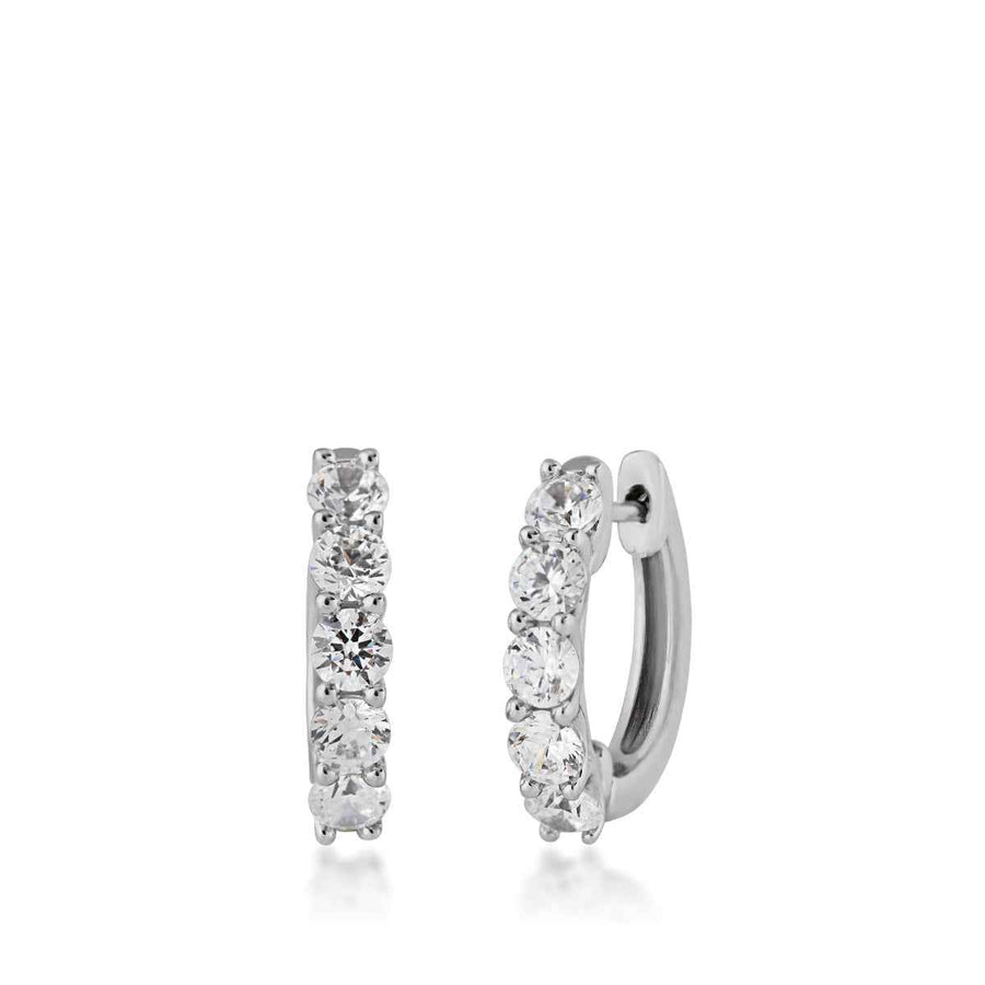 Adamante 1 ct. tw. Lab-Grown 5-Stone Diamond Hoop Earrings in 10K White Gold (2)
