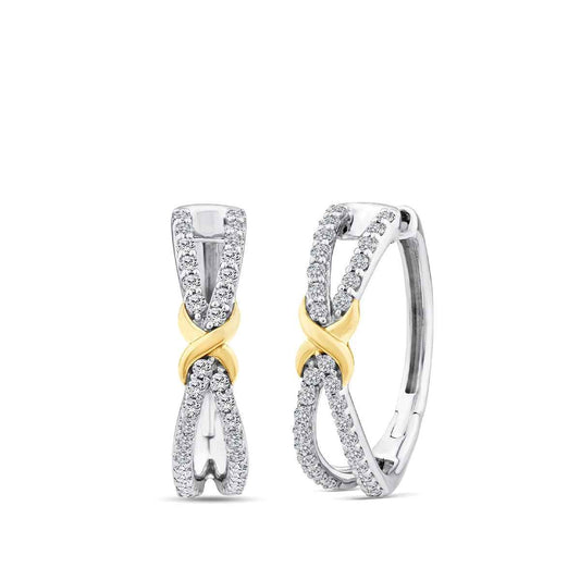Infinite Love 3/8 ct. tw. Diamond Infinity Hoop Earrings in Sterling Silver & 10K Yellow Gold