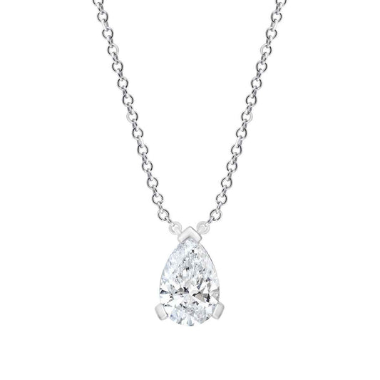 Adamante 1 ct. tw. Lab-grown Pear Diamond Solitaire Pendant in 14K White Gold