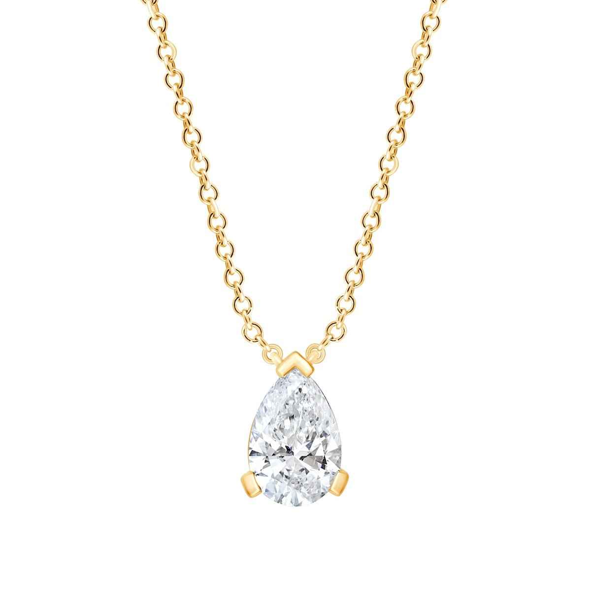 Adamante 1 ct. tw. Lab-Grown Pear Diamond Solitaire Pendant in 14K Yellow Gold