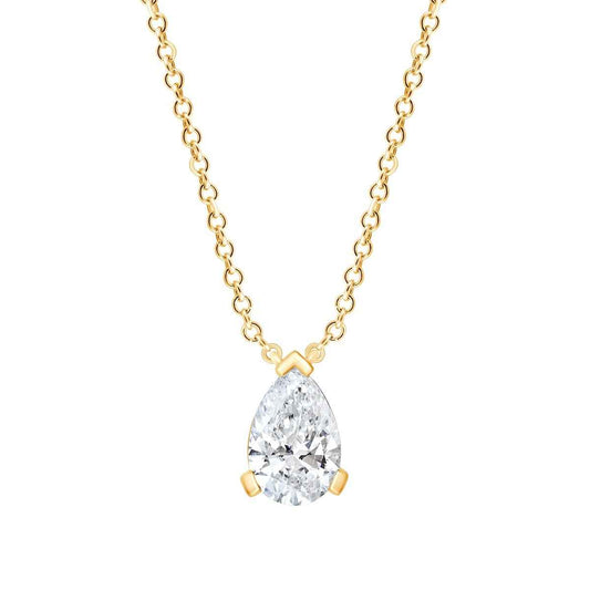 Adamante 1 ct. tw. Lab-Grown Pear Diamond Solitaire Pendant in 14K Yellow Gold