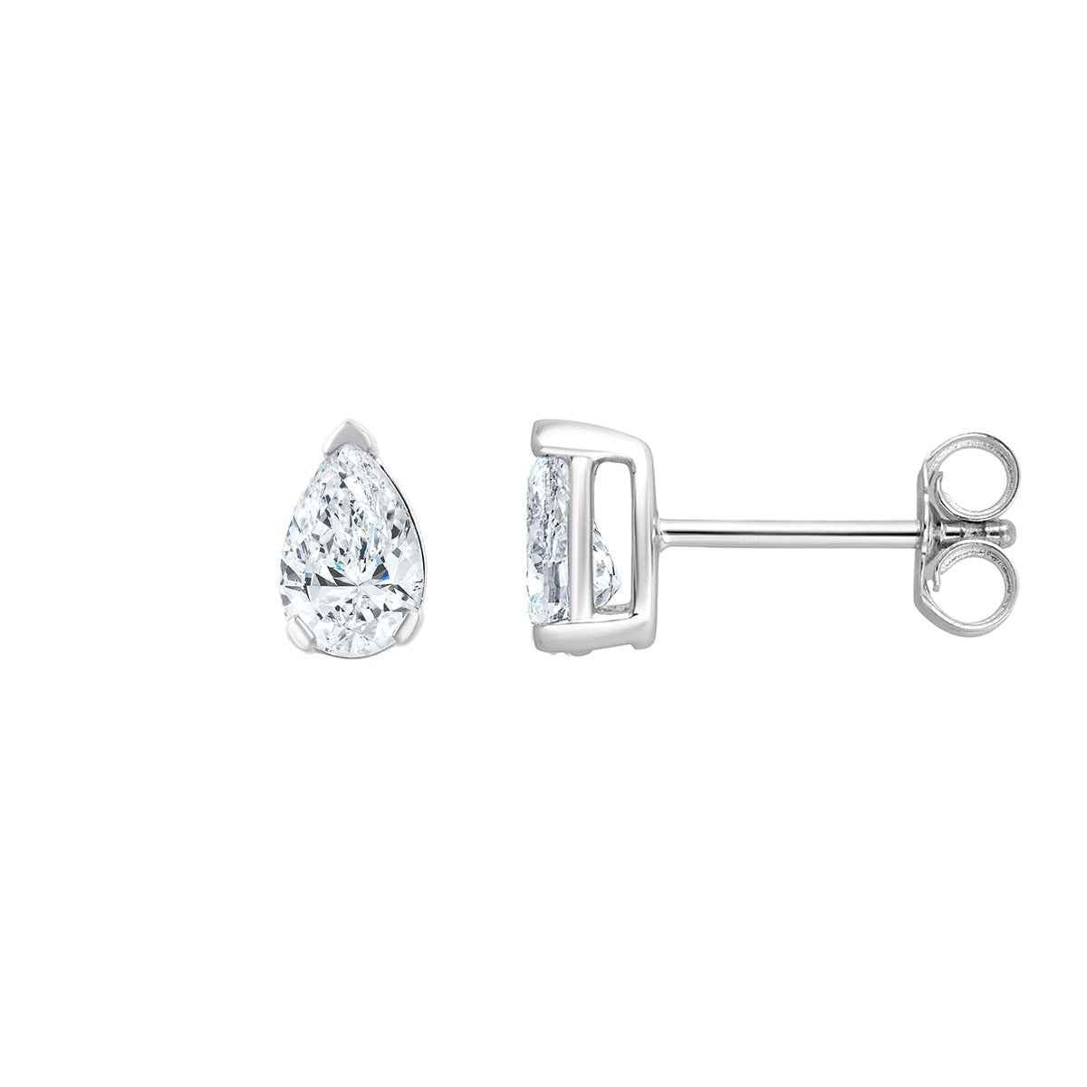 Adamante 1 ct. tw. Lab-Grown Pear Diamond Solitaire Earrings in 14K White Gold