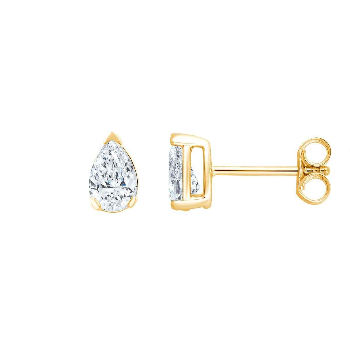 Adamante 1 ct. tw. Lab-Grown Pear Diamond Solitaire Earrings in 14K Yellow Gold