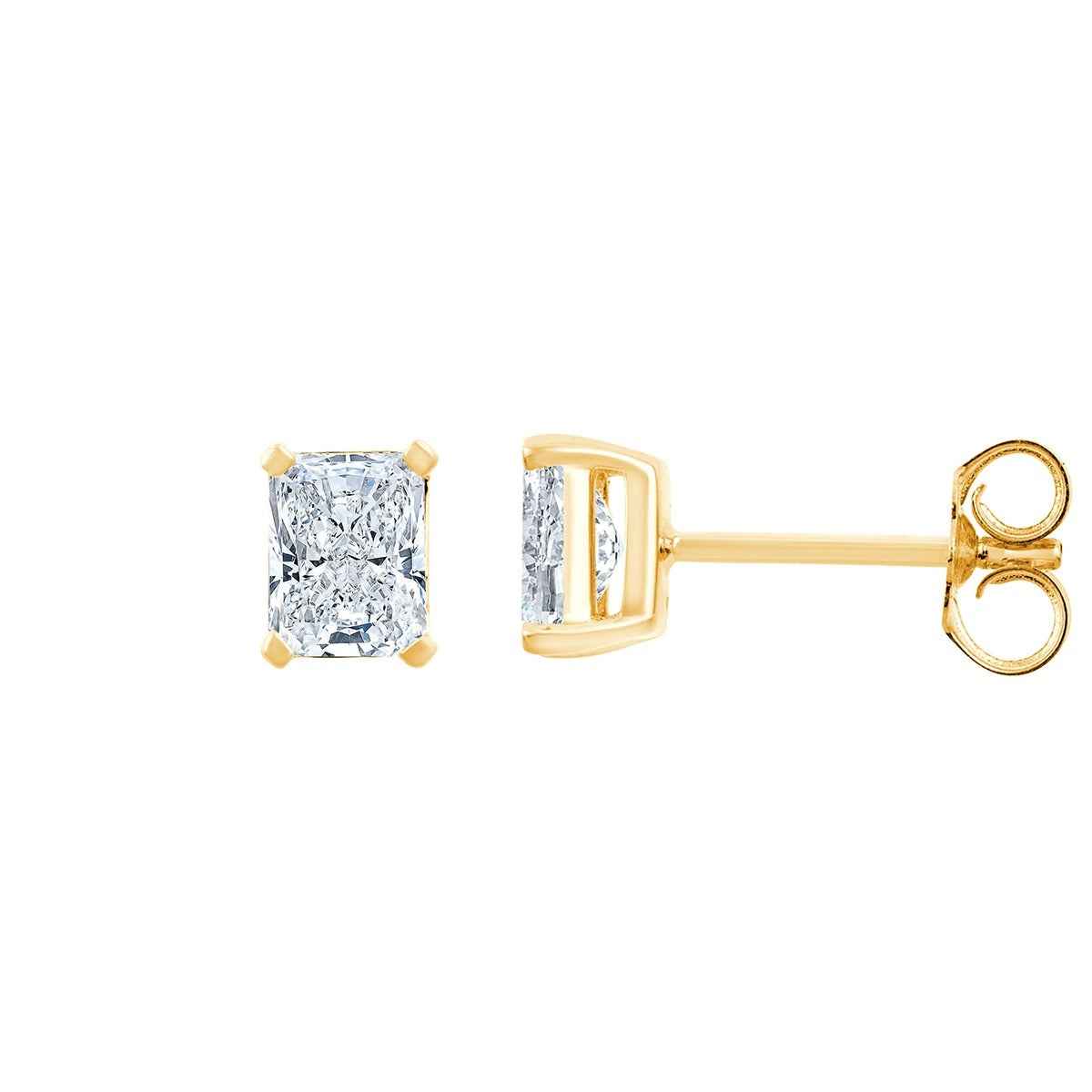 Adamante 1 ct. tw. Lab-Grown Radiant Cut Diamond Solitaire Earrings in 14K Yellow Gold