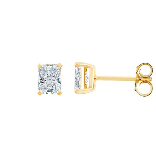 Adamante 1 ct. tw. Lab-Grown Radiant Cut Diamond Solitaire Earrings in 14K Yellow Gold