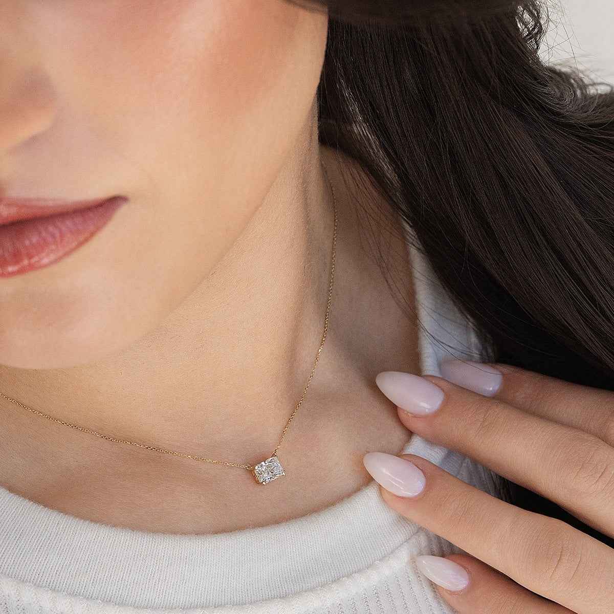 Adamante 1 ct. tw. Lab-Grown Radiant Cut Diamond Solitaire Necklace in 14K Yellow Gold front view