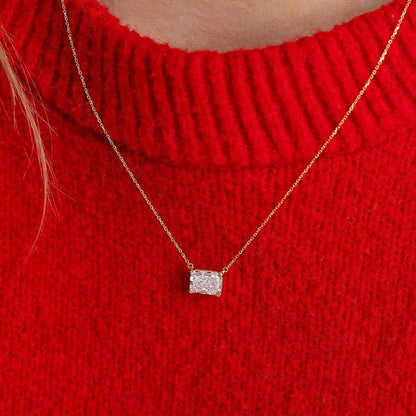 Adamante 1 ct. tw. Lab-Grown Radiant Cut Diamond Solitaire Necklace in 14K Yellow Gold close-up detail