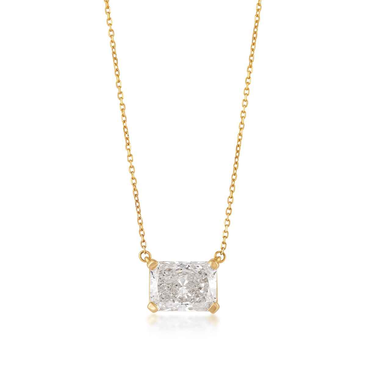 Adamante 1 ct. tw. Lab-Grown Radiant Cut Diamond Solitaire Necklace in 14K Yellow Gold