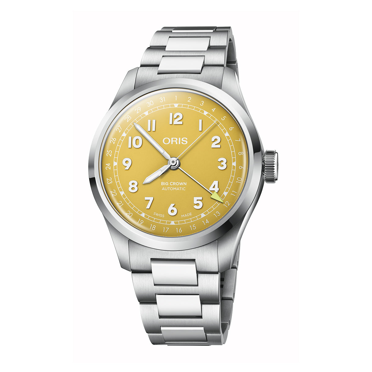 yellow dial big crown automatic oris watch