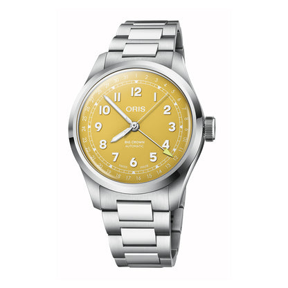 yellow dial big crown automatic oris watch