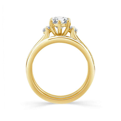 Adamante 3 ct. tw. Lab-Grown Marquise Diamond Wedding Set in 14K Yellow Gold close-up detail