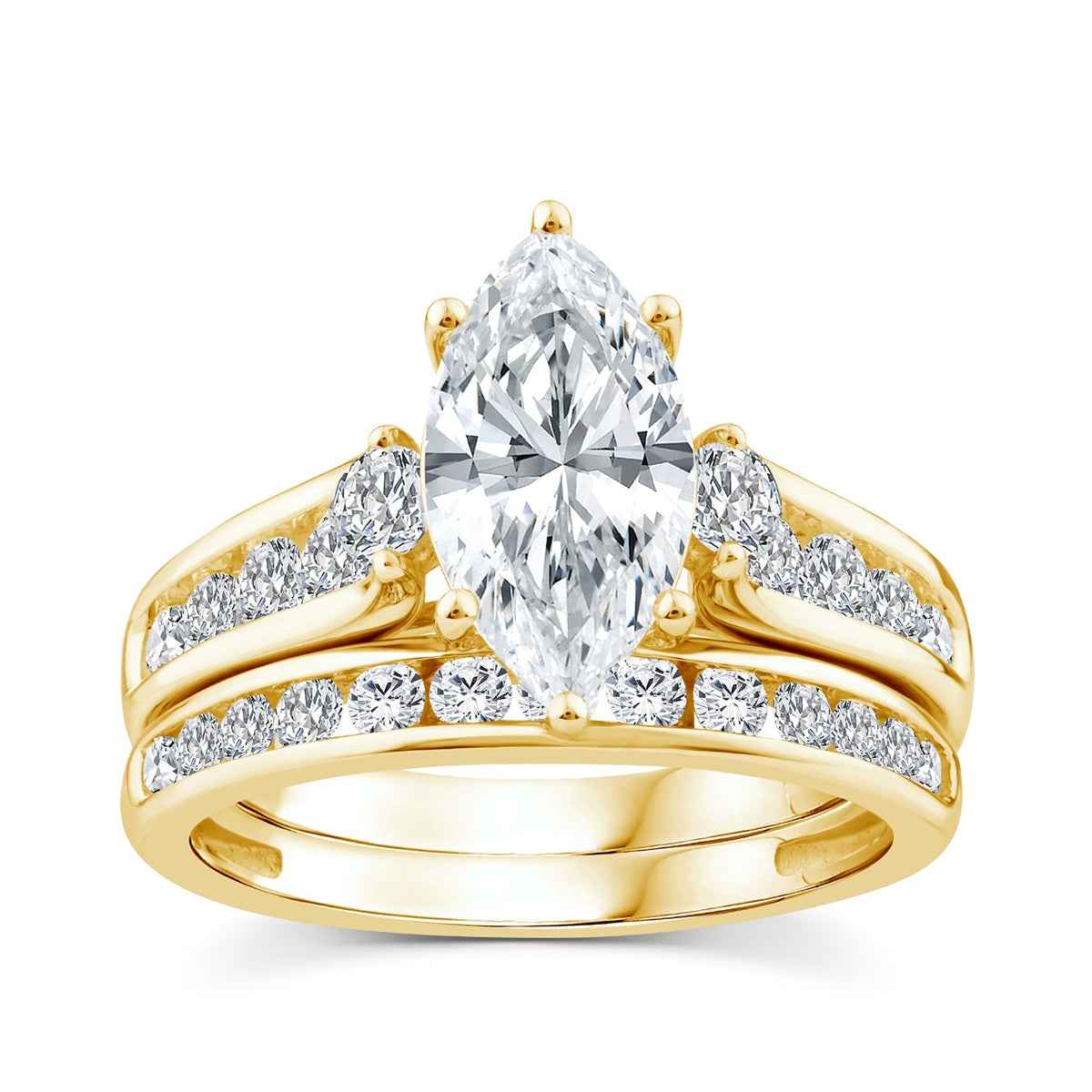 Adamante 3 ct. tw. Lab-Grown Marquise Diamond Wedding Set in 14K Yellow Gold