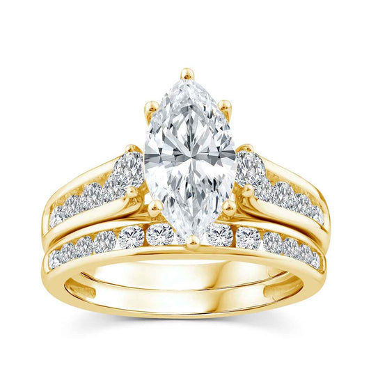 Adamante 3 ct. tw. Lab-Grown Marquise Diamond Wedding Set in 14K Yellow Gold