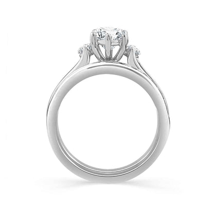 Adamante 3 ct. tw. Lab-Grown Marquise Diamond Weddings Set in 14K White Gold close-up detail