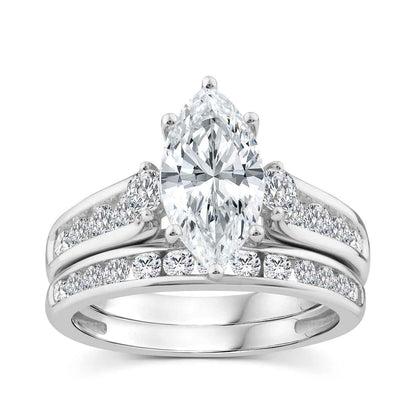 Adamante 3 ct. tw. Lab-Grown Marquise Diamond Weddings Set in 14K White Gold