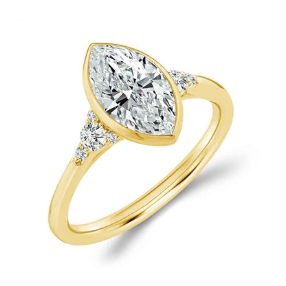 Adamante 1-3/4 ct. tw. Lab-Grown Marquise Diamond Bezel Set Engagement Ring in 14K Yellow Gold front view