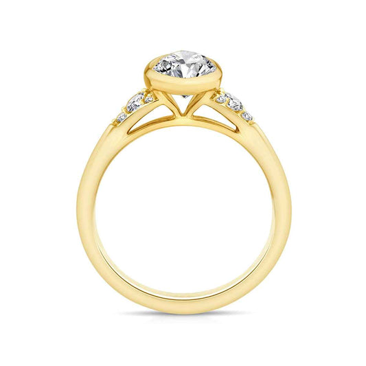 Adamante 1-3/4 ct. tw. Lab-Grown Marquise Diamond Bezel Set Engagement Ring in 14K Yellow Gold close-up detail