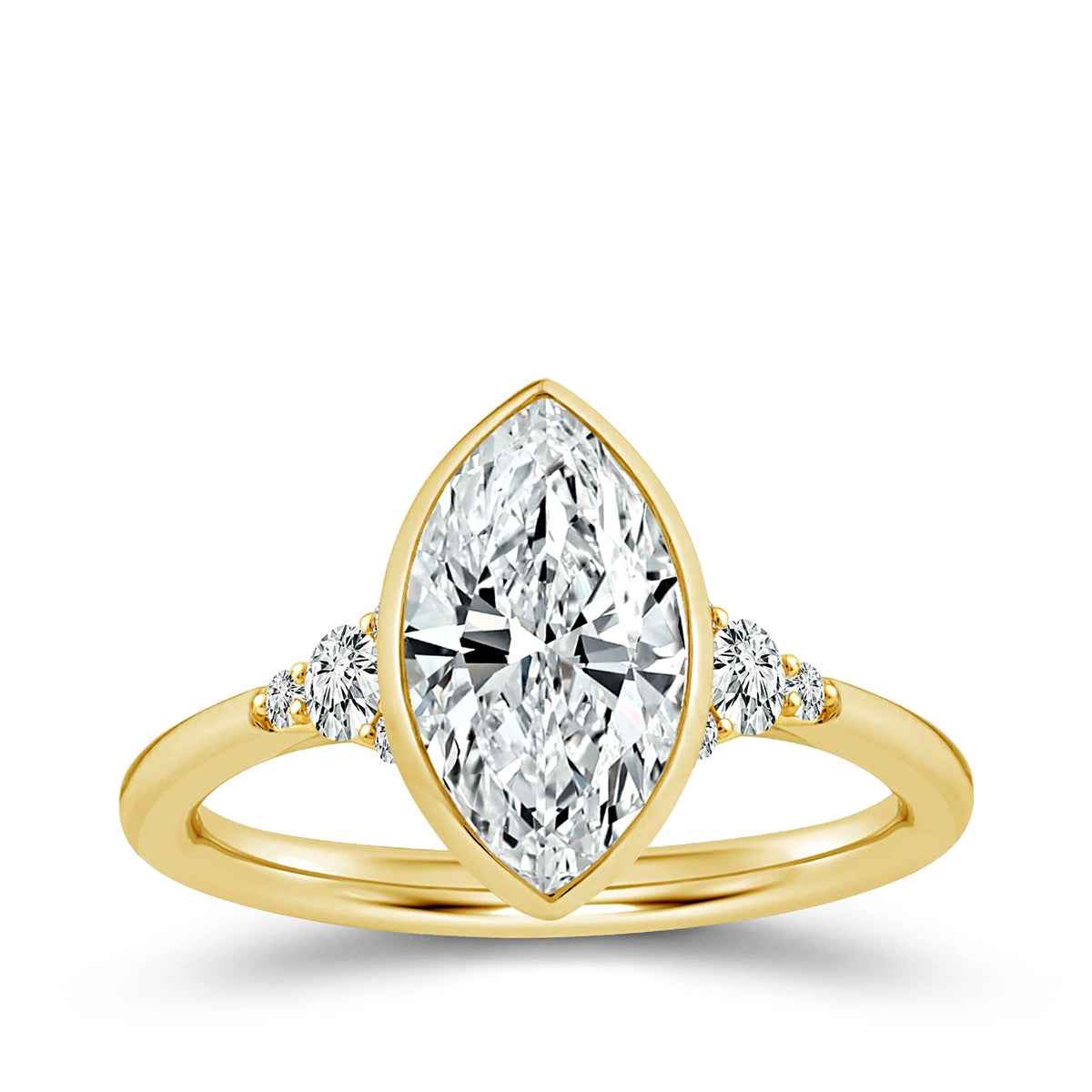 Adamante 1-3/4 ct. tw. Lab-Grown Marquise Diamond Bezel Set Engagement Ring in 14K Yellow Gold