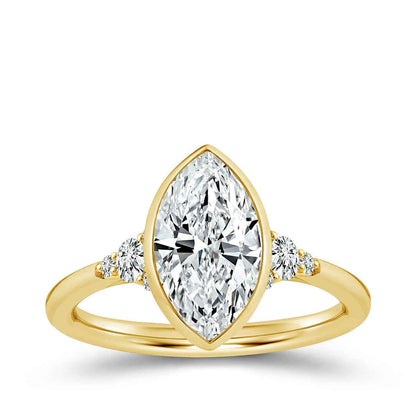 Adamante 1-3/4 ct. tw. Lab-Grown Marquise Diamond Bezel Set Engagement Ring in 14K Yellow Gold