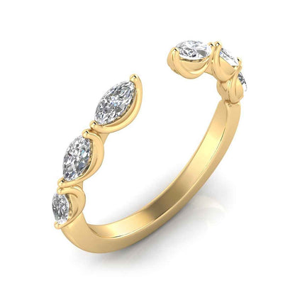 Adamante 1/2 ct. tw. Lab-Grown Marquise Diamond Open Ring in 14K Yellow Gold front view