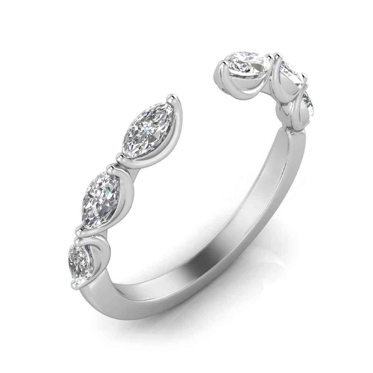 Adamante 1/2 ct. tw. Lab-Grown Marquise Diamond Open Ring in 14K White Gold front view